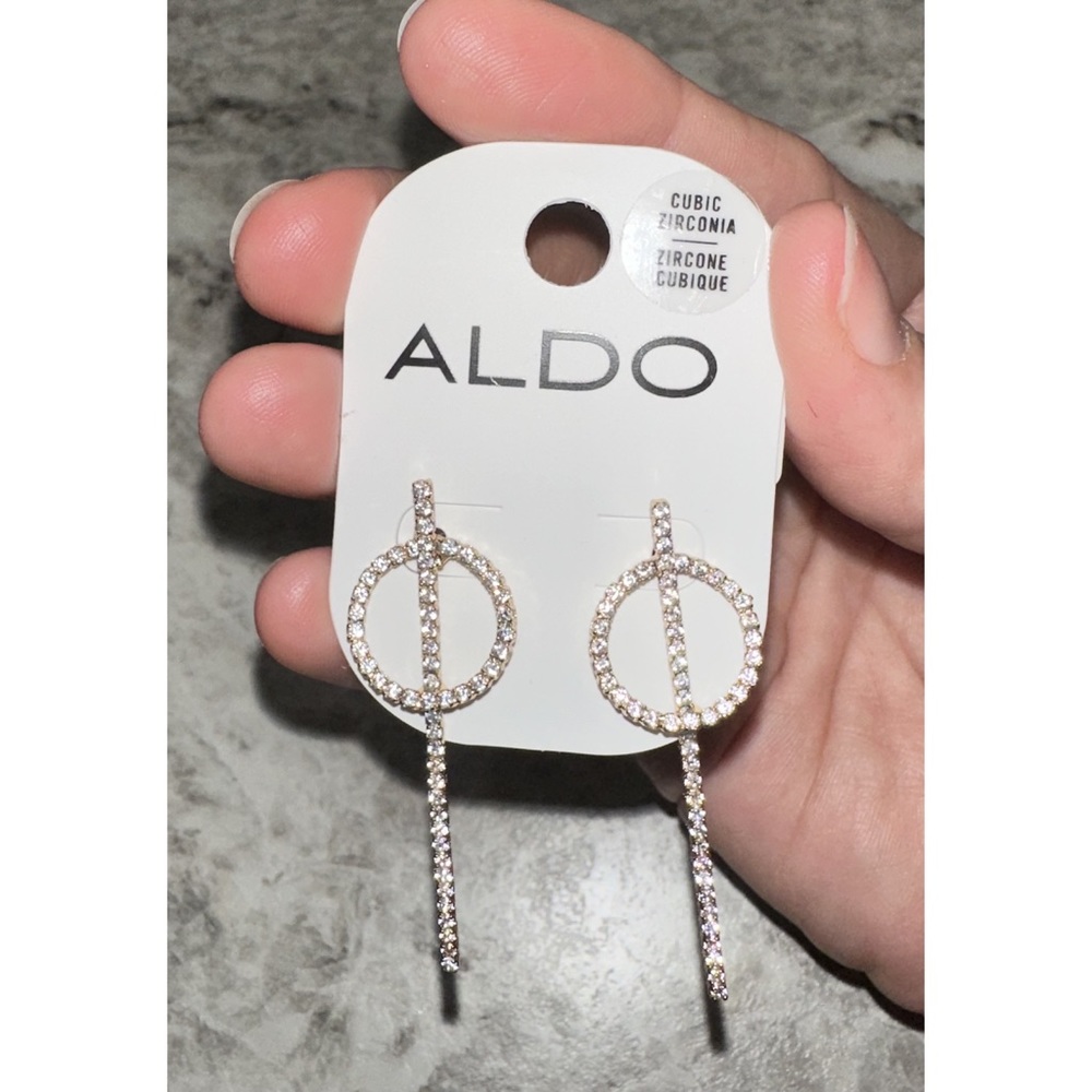 Brand New! Aldo Gold Cubic Zirconia Drop Earrings